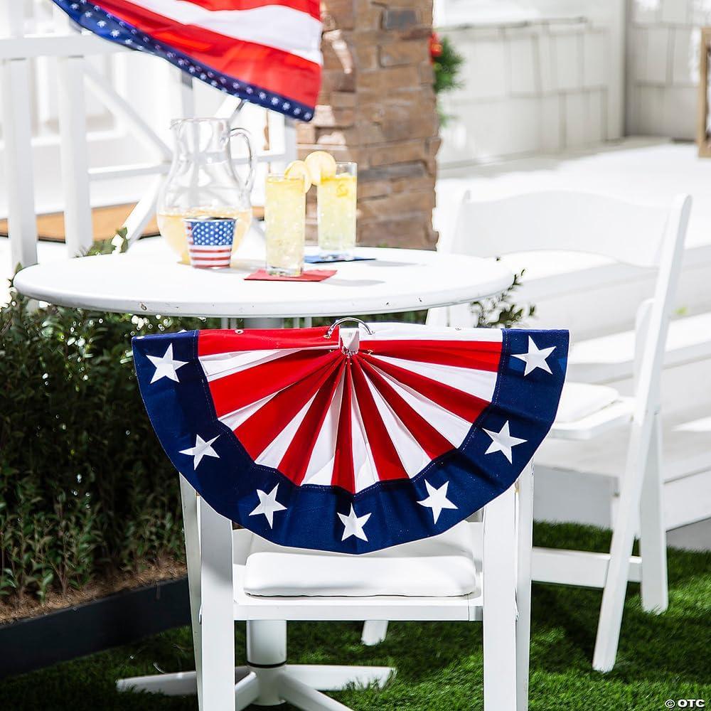 image:imageFun Express 18 x 9 Patriotic Fan Drape Mini Flocked Bunting