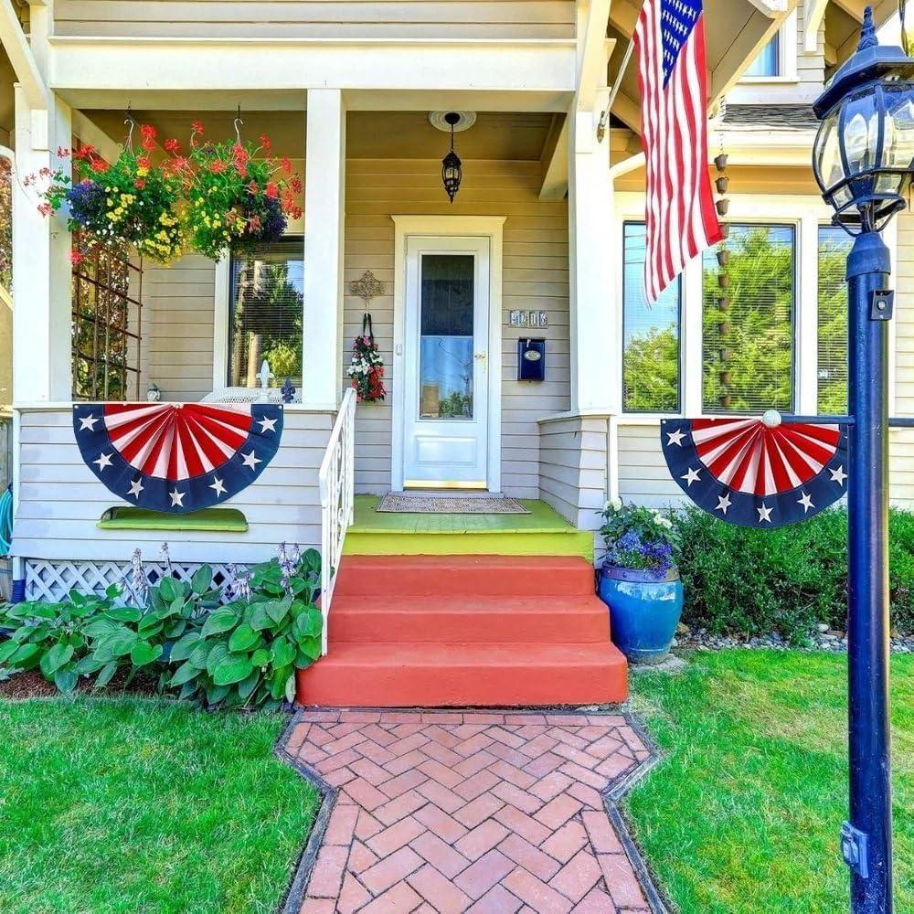 image:imageFun Express 18 x 9 Patriotic Fan Drape Mini Flocked Bunting