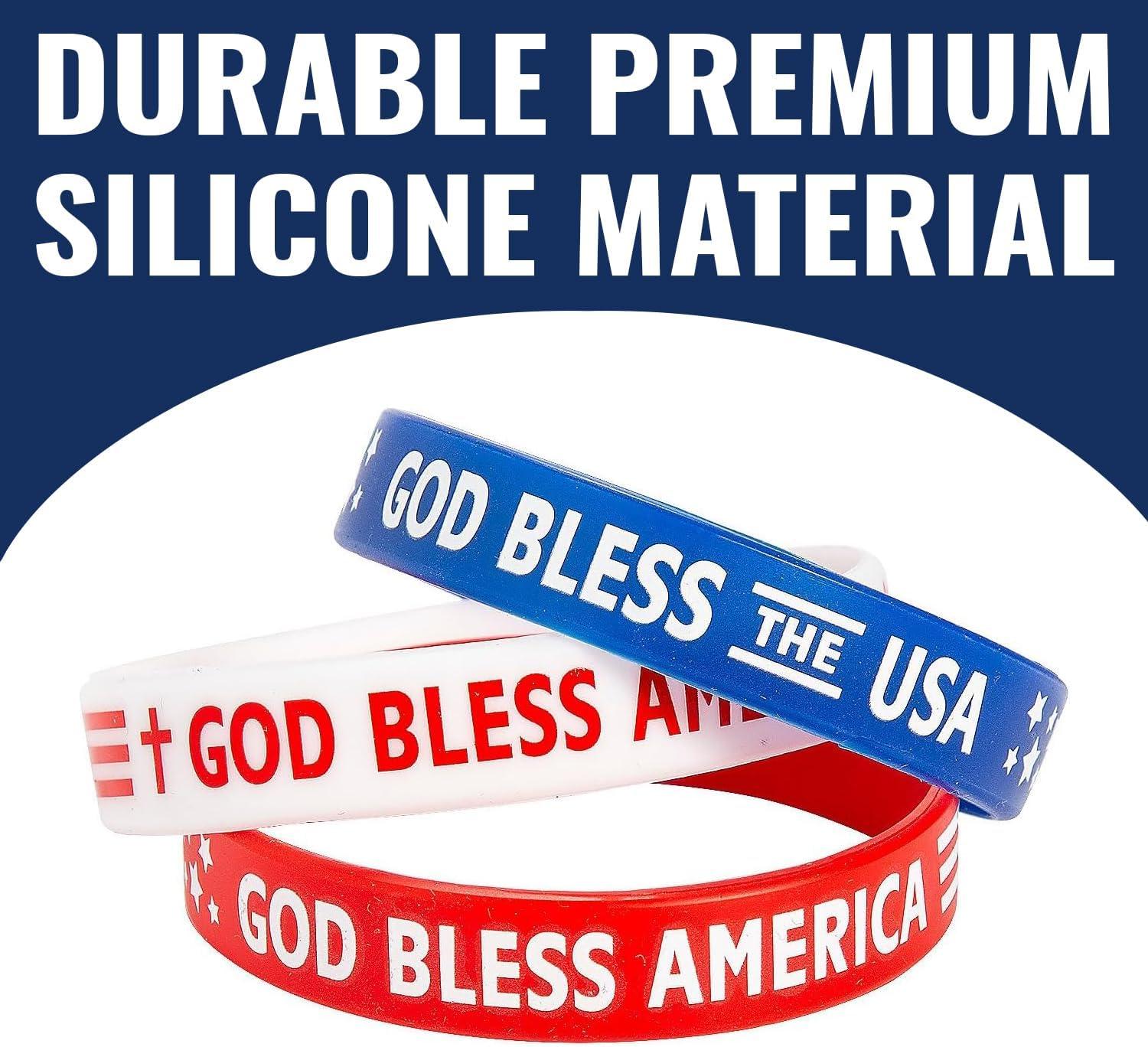 image:imageFun Express Bulk 100 Piece Religious Patriotic Rubber Bracelets