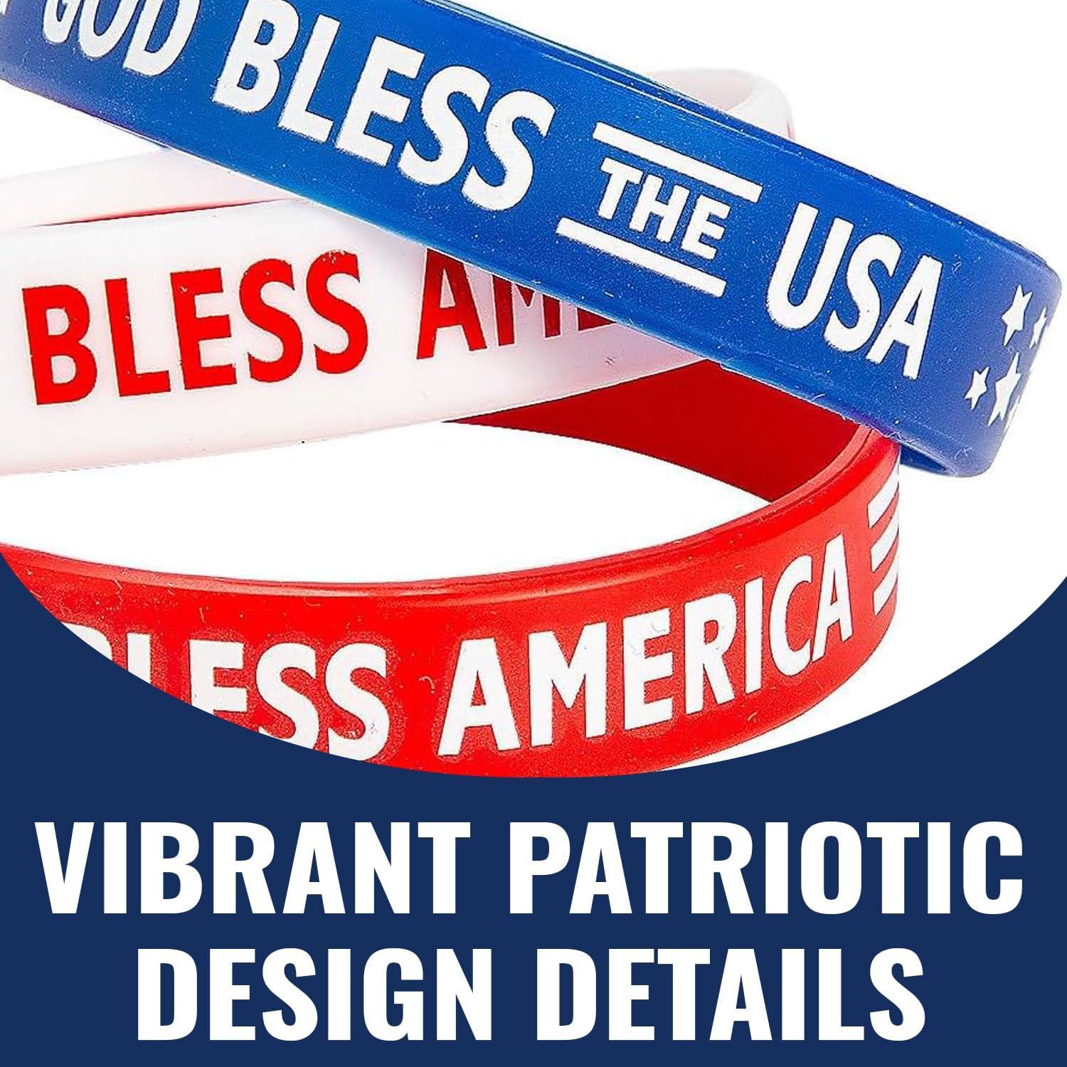 image:imageFun Express Bulk 100 Piece Religious Patriotic Rubber Bracelets