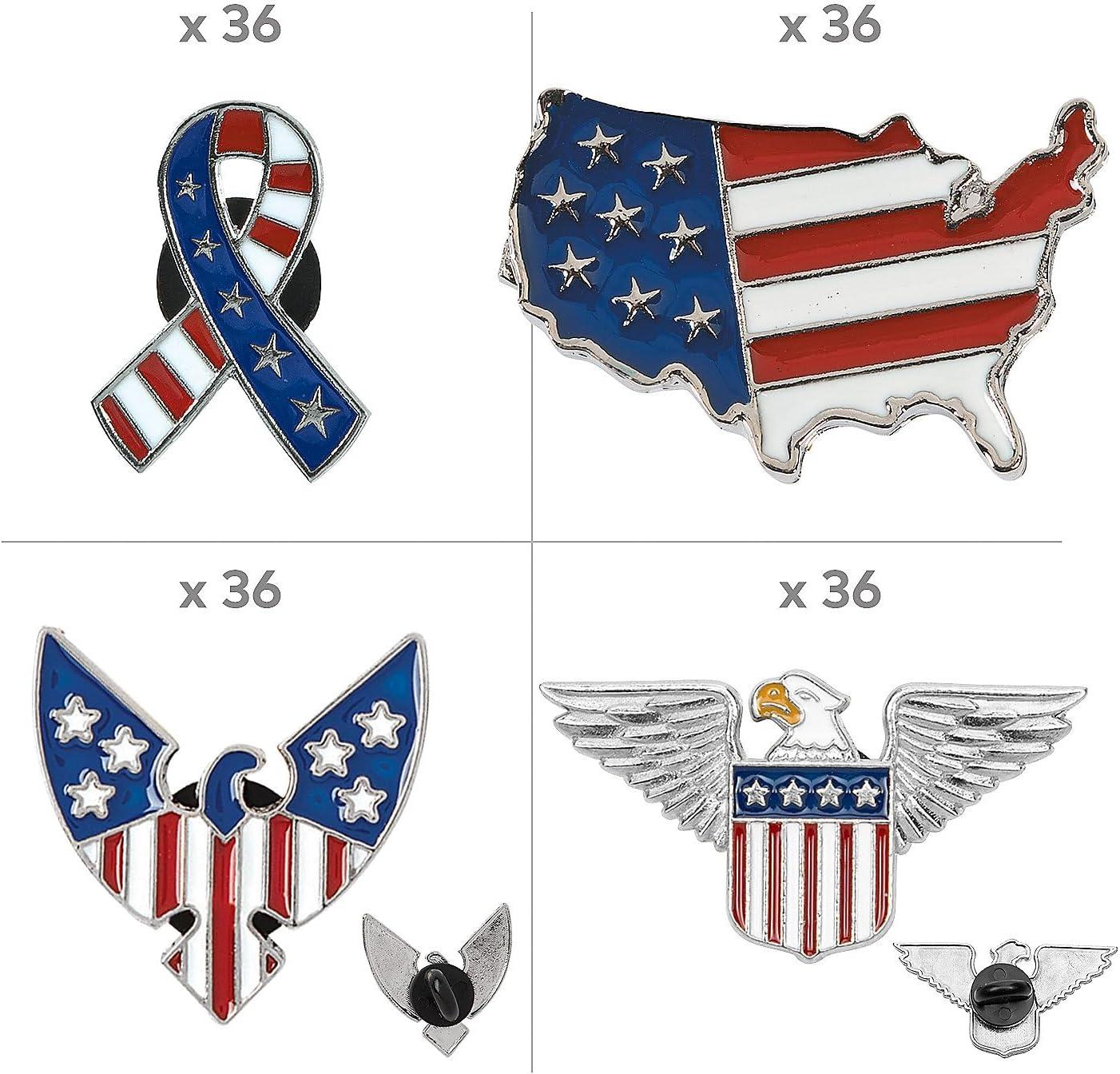 image:imageFun Express Patriotic Enamel Pin Handout Kit Bulk 144 Pc