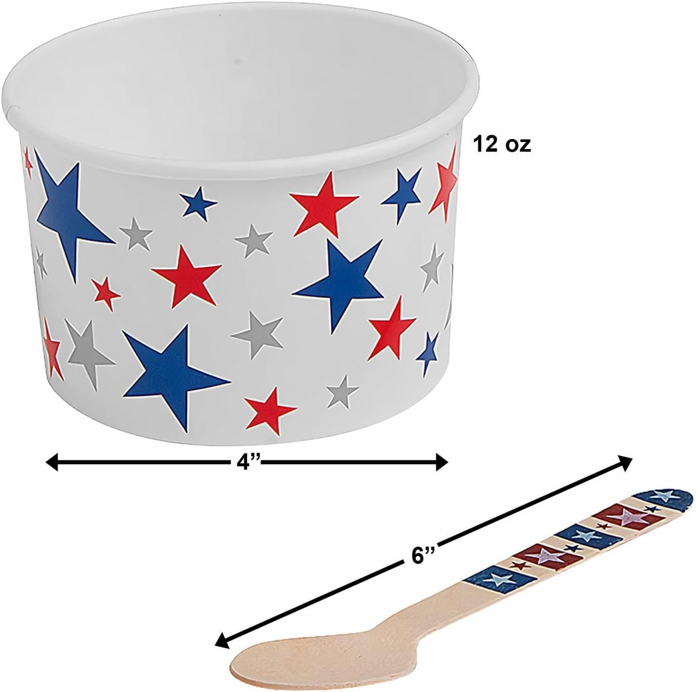 image:imageFun Express Patriotic Star Ice Cream Cups with Spoons 12 Ct