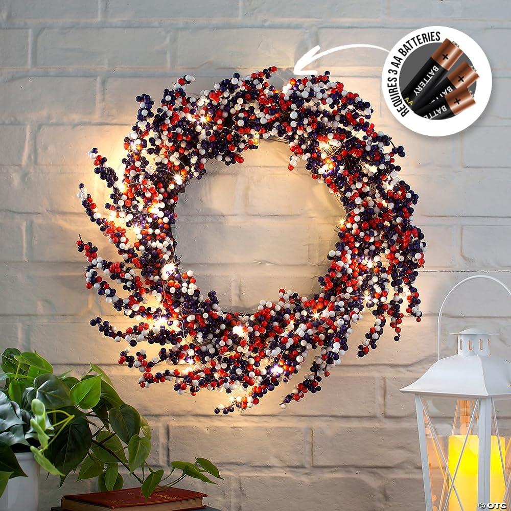 image:imageLightUp Red White amp Blue Patriotic Wreath