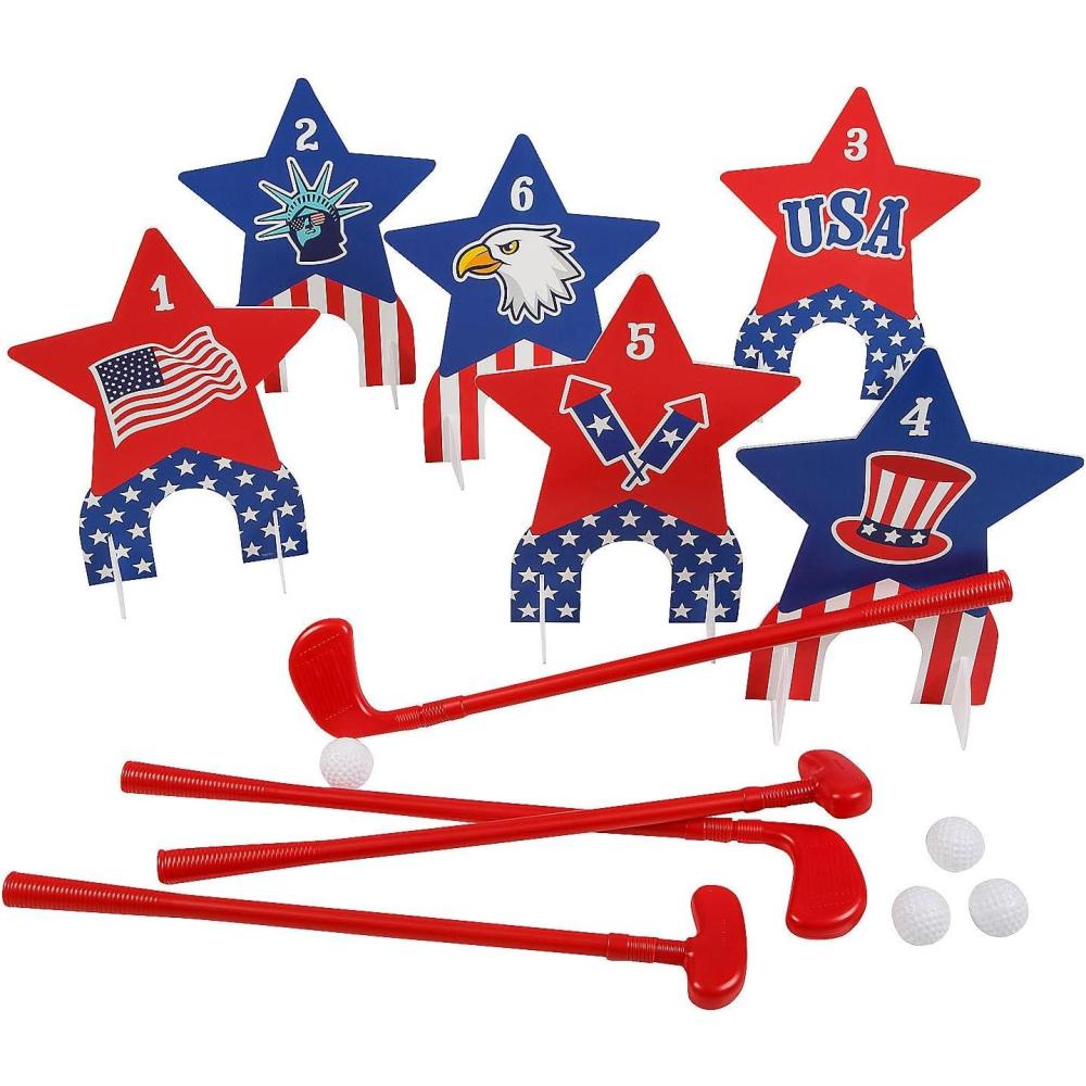 image:imageFun Express 26 Pieces Patriotic Stars amp Stripes Indoor or Outdoor Mini Golf Set for 4