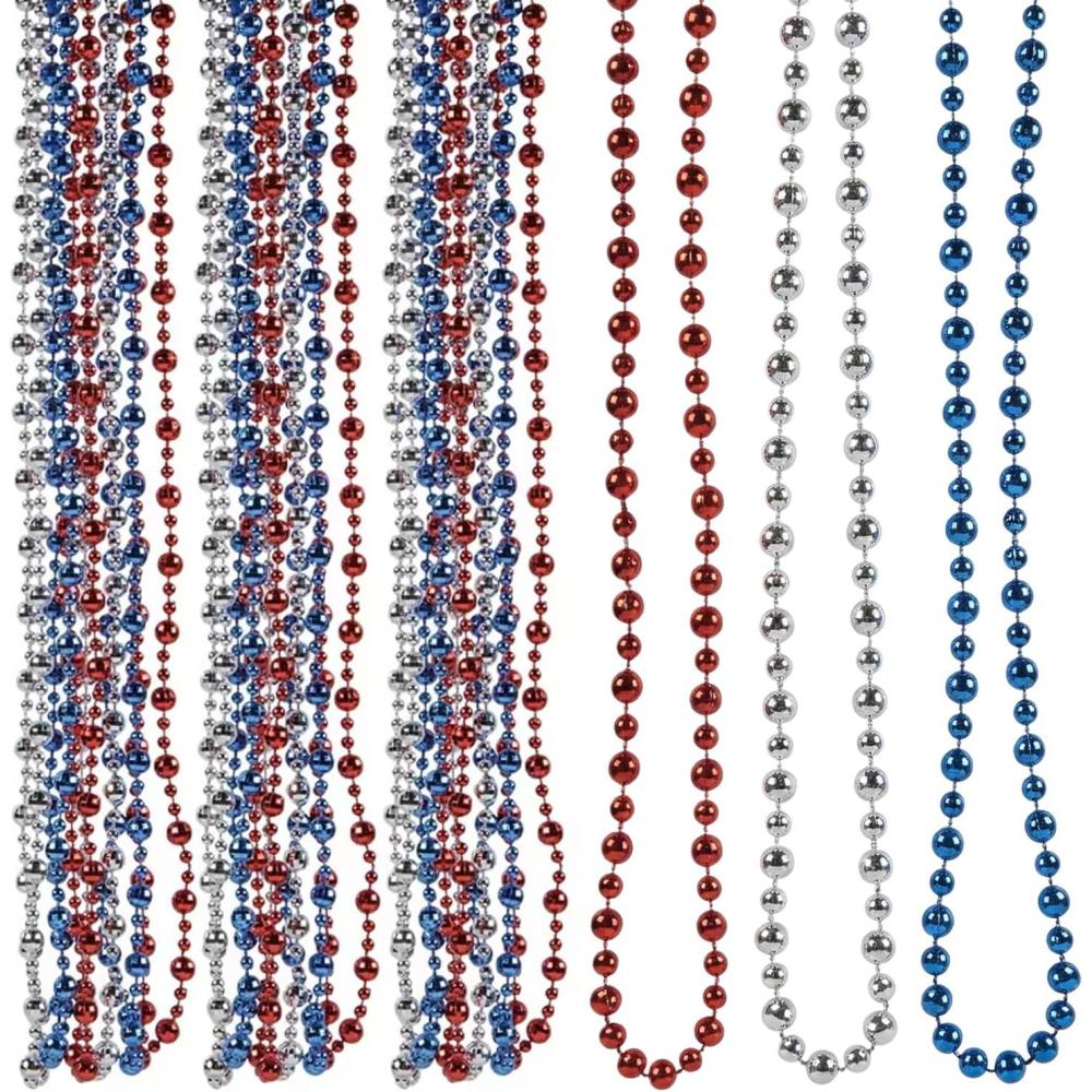 image:imageFun Express 30 Bulk 96 Pieces Patriotic Religious God Bless America Beaded Necklaces