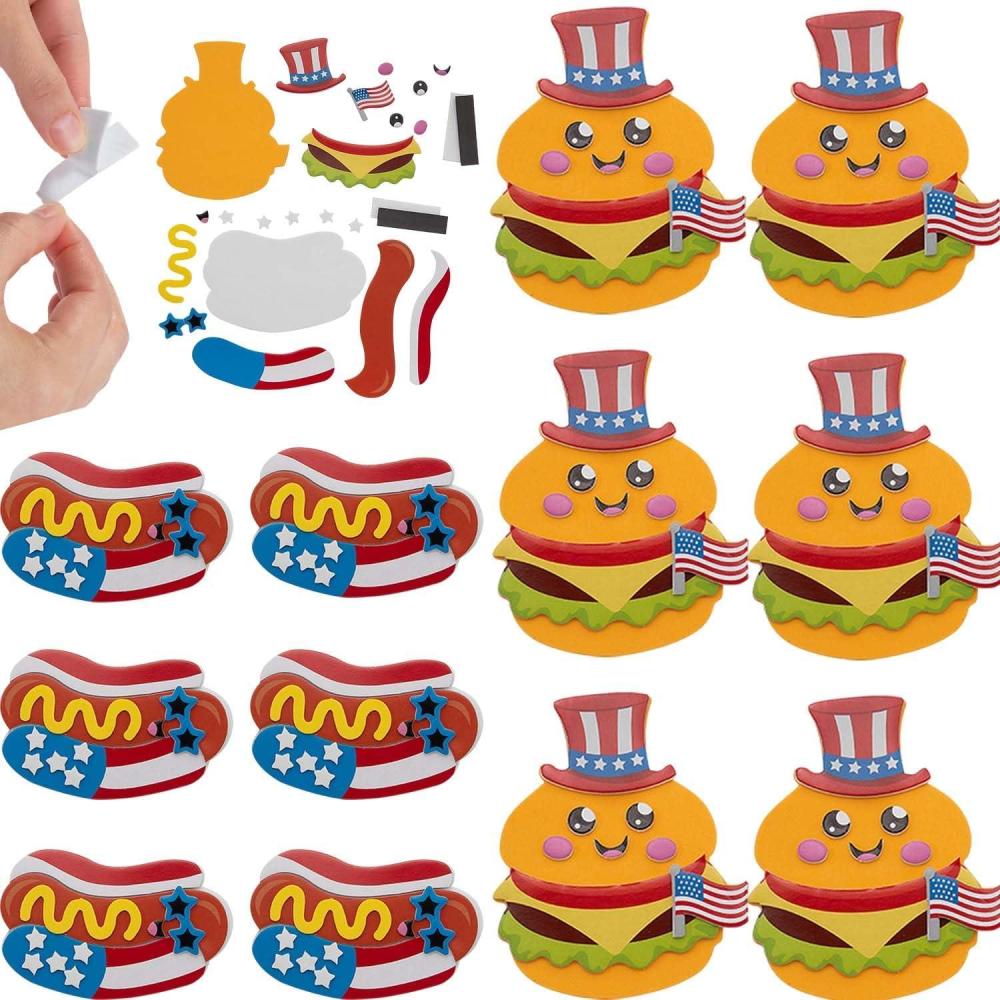 image:imageFun Express 4 Patriotic Hamburger amp Hot Dog Magnet Craft Kit Makes 12