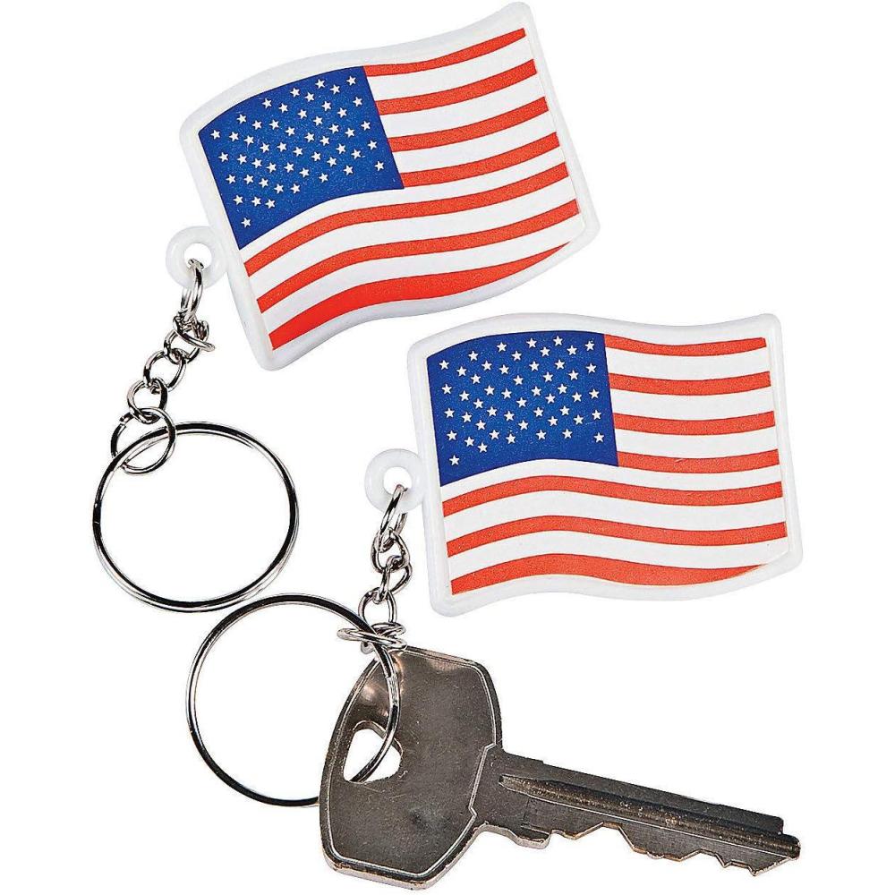 image:imageFun Express USA Flag Keychains 144 Pieces 4th of July Independence Day Patriotic Key Chain