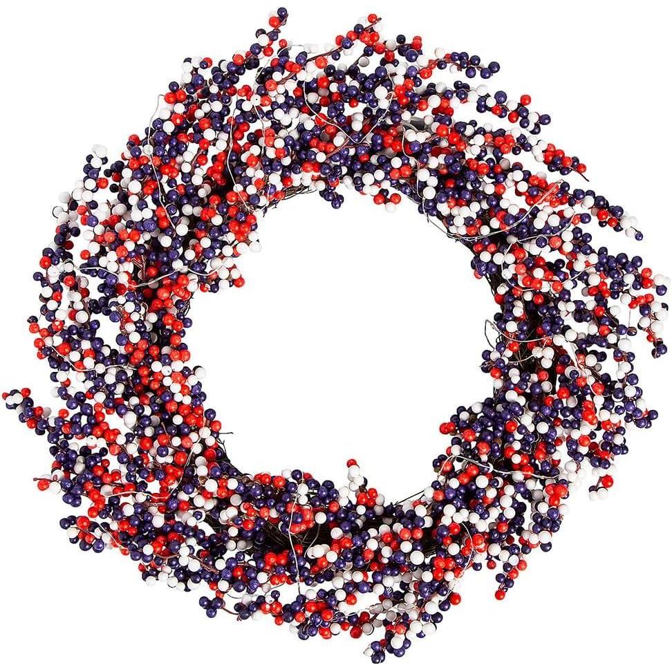 image:imageLightUp Red White amp Blue Patriotic Wreath