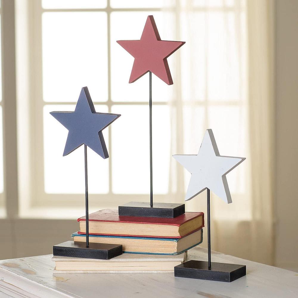 image:imagePatriotic Star Pedestal Tabletop Decorations 3 Pieces