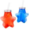 Patriotic Star-Shaped Plastic Cups with Lids and Straws, 12 Pieces