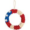 Fun Express – Patriotic Pom Pom Wreath for Fourth of July – Home Decor – Decorative Accessories – Wall Decor – Fourth of July – 1 Piece
