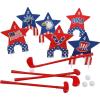 Fun Express 26 Pieces Patriotic Stars & Stripes Indoor or Outdoor Mini Golf Set for 4
