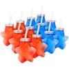 Patriotic Star-Shaped Plastic Cups with Lids and Straws, 12 Pieces
