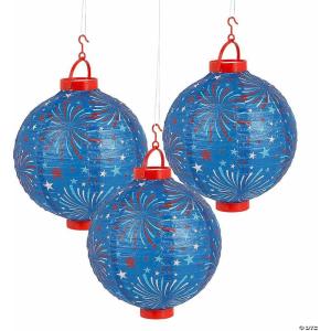 10″ Light-Up Patriotic Hanging Paper Lanterns 3 Pieces