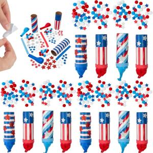 Fun Express 1 3/4″ x 6 1/4″ Patriotic Confetti Popper Craft Tube Craft Kit – Makes 12