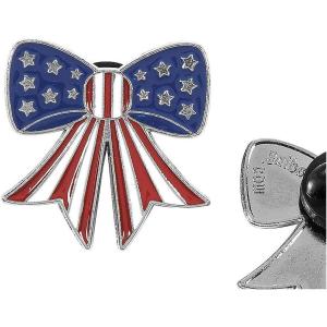 Fun Express 1″ Patriotic Red, White & Blue US Flag Style Bow Metal Pins – 12 Pieces