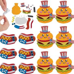 Fun Express 4″ Patriotic Hamburger & Hot Dog Magnet Craft Kit – Makes 12