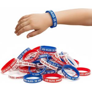 Fun Express Bulk 100 Piece Religious Patriotic Rubber Bracelets