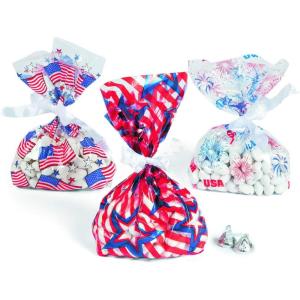 Fun Express Patriotic Cello Bag Assortment (36 pieces) Fourth of July Party Supplies, Favor Bags, Cellophane Bags, Patriotic Party Supplies