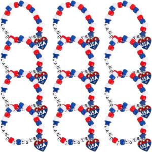 Fun Express Patriotic Land I Love Pony Bead Bracelet Craft Kit – Makes 12