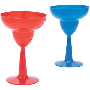 Fun Express Patriotic Red And Blue Margarita Glasses For Fourth of July (Set of 12)