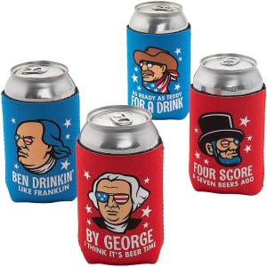 Patriotic Faces Can Coolers – Party Supplies – 12 Pieces