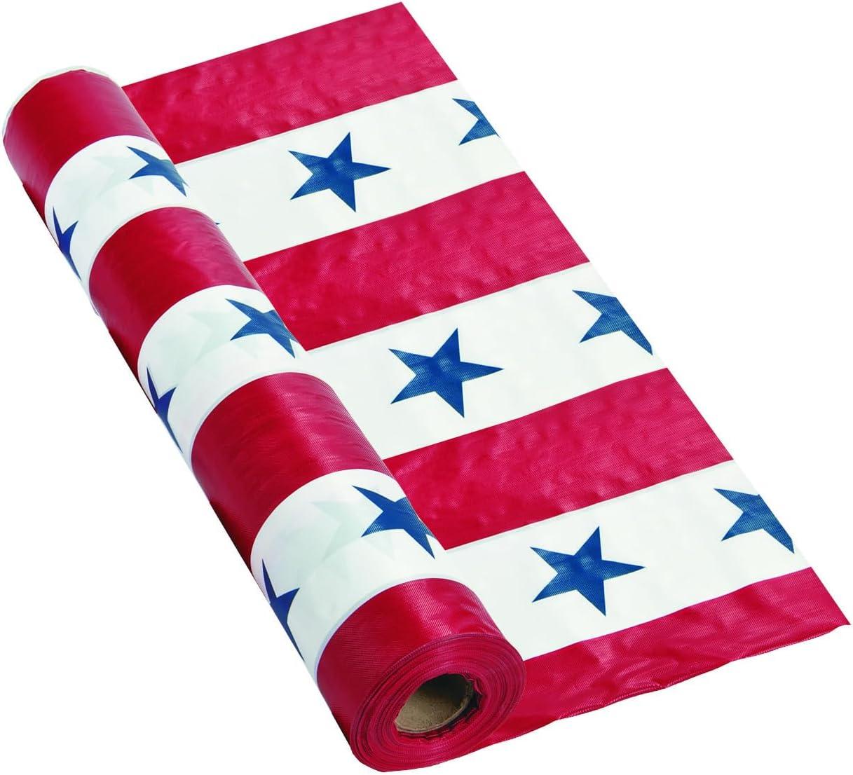 image:imageFun Express Patriotic Red Plastic 100ft Tablecloth Roll Disposable Quick Cleanup Rectangular AllSeason 40x1200in 245lbs