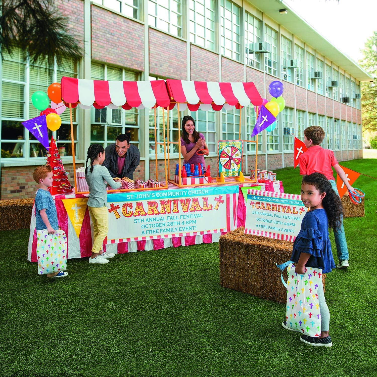 image:imageFun Express Red and White Striped Table Skirt 1 Piece Carnival amp Event Party Supplies Birthday Decorations Patriotic Decor 14 Feet x 29 Inches VBS Vacation Bible School SuppliesDecor1