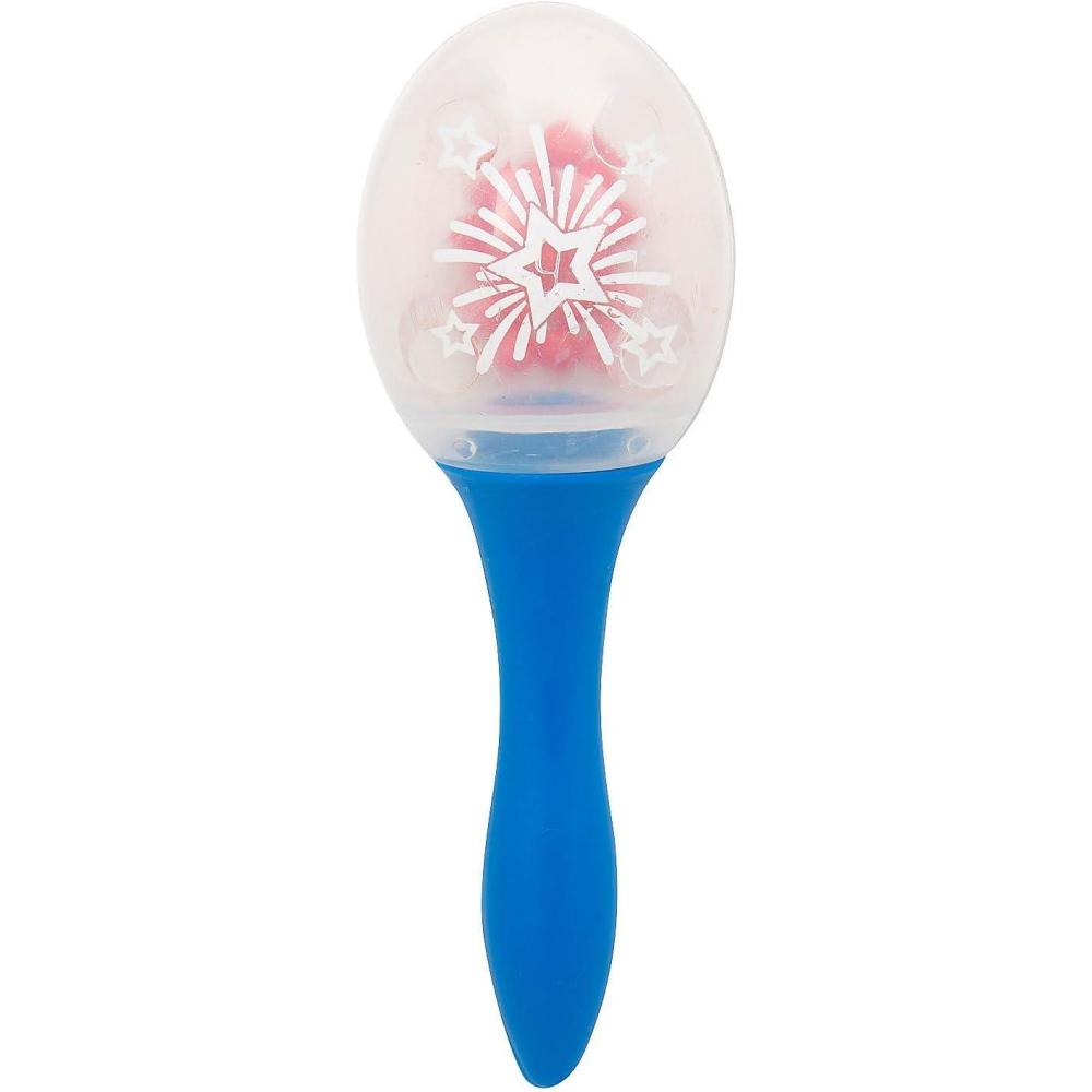 image:imageFun Express 5 14 Clear Patriotic Plastic Maracas with Red Beads  12 Pc