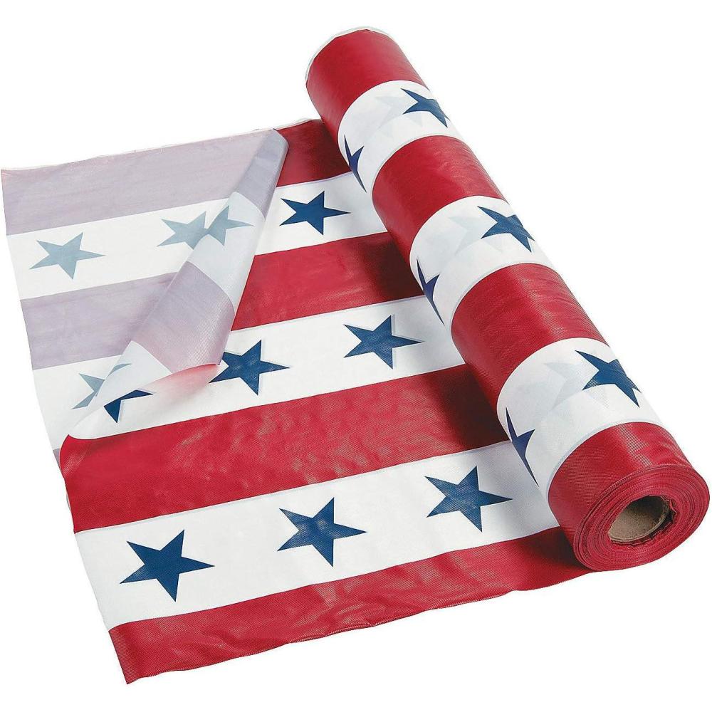 image:imageFun Express Patriotic Red Plastic 100ft Tablecloth Roll Disposable Quick Cleanup Rectangular AllSeason 40x1200in 245lbs