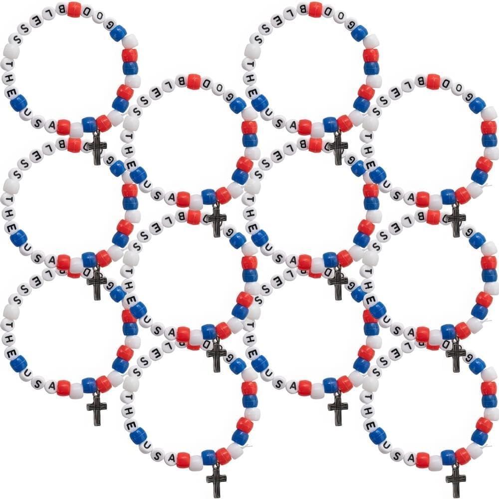 image:imageFun Express REL Patriotic Pony Bead Bracelet CK  Craft Kits  12 Pieces