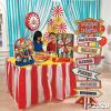 Fun Express Red and White Striped Table Skirt (1 Piece) Carnival & Event Party Supplies, Birthday Decorations, Patriotic Decor, 14 Feet x 29 Inches – VBS Vacation Bible School Supplies/Decor(1)