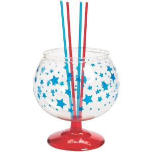 Fun Express – Patriotic Fish Bowl W/Straws for Fourth of July – Party Supplies – Drinkware – Sipper & Molded Cups – Fourth of July – 5 Pieces