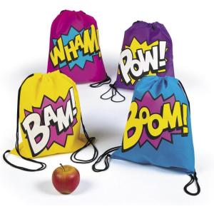Fun Express Patriotic Nonwoven Drawstring Bags, Medium 12″ x 15″- 12 Pieces(Purple  Yellow  Pink  White  Blue )