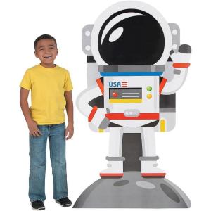 Fun Express Life Size Cardboard Cutout Astronaut Standee – Over 4.5 Feet Tall Space Party Decorations | NASA Theme Photo Prop for Trunk or Treat, VBS & Birthday Events | Planet Decor Stand-Up Display
