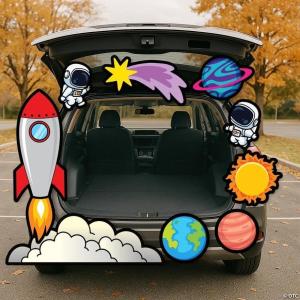 Fun Express Value Outer Space Trunk-or-Treat Cardstock Decorating Kit – 9 Pieces