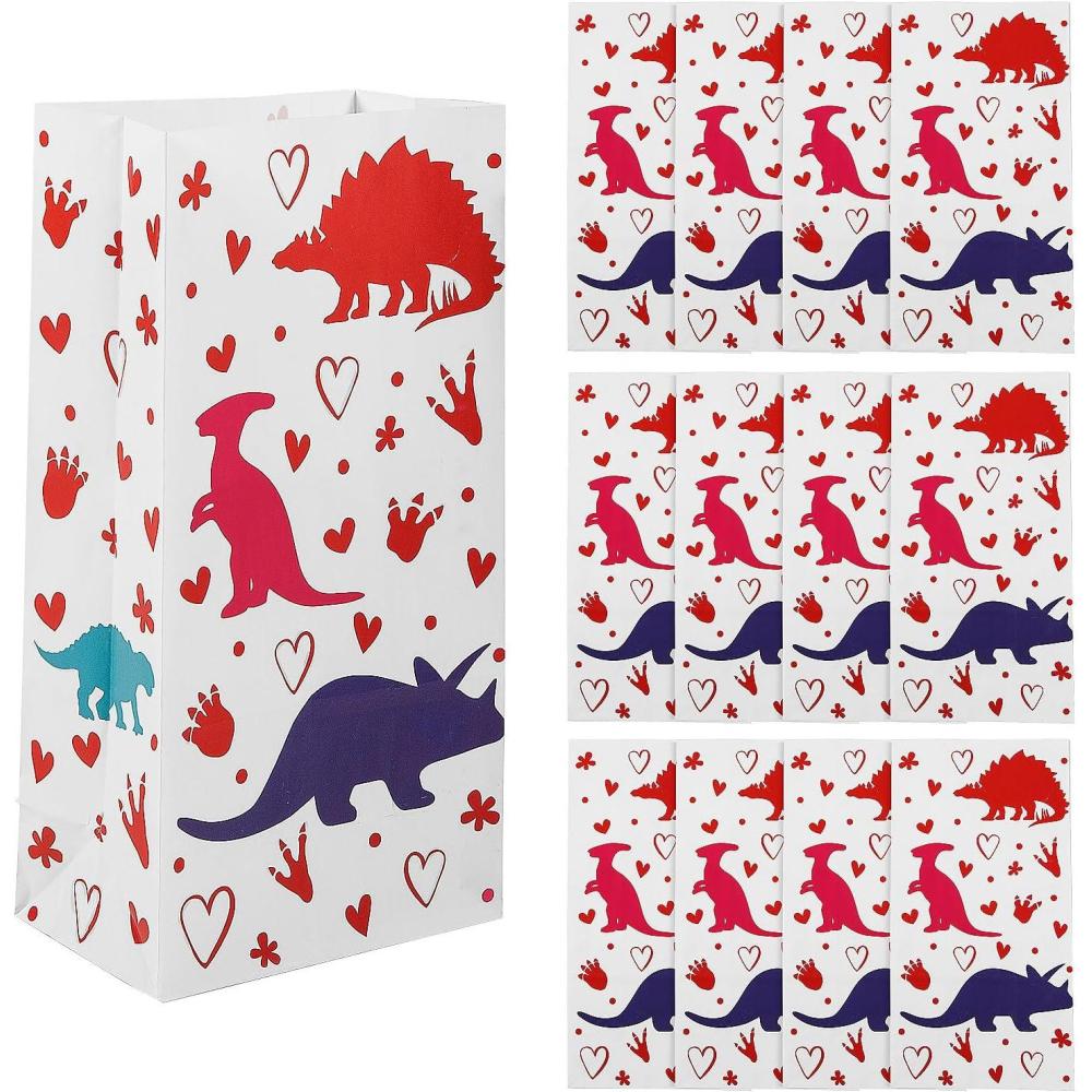 image:image10 Valentines Day Dinosaur Paper Treat Bags 12 Pieces