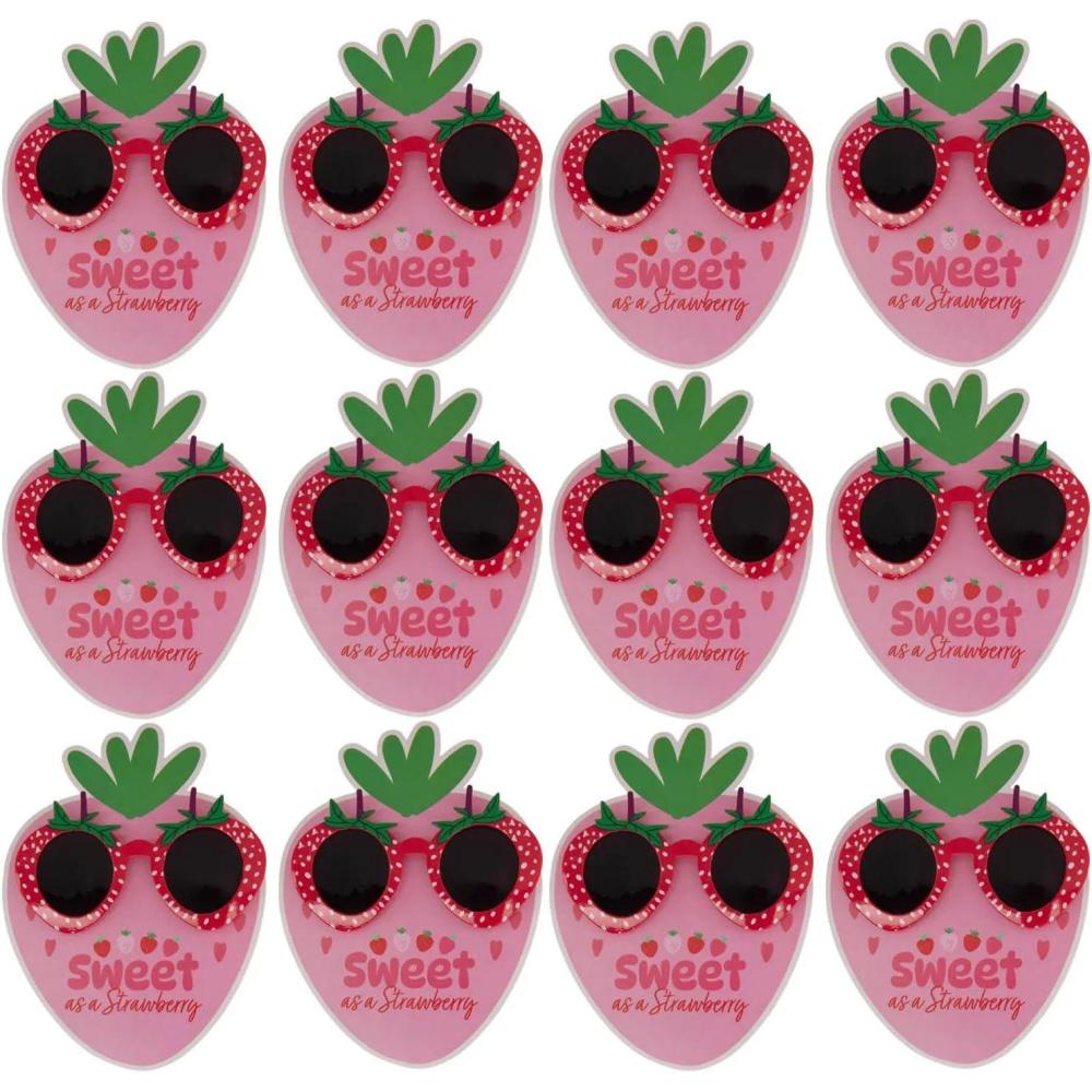 image:imageFun Express 24 Pc 5 12 x 3 14 Strawberry Sunglasses Valentine Exchanges with Card for 12