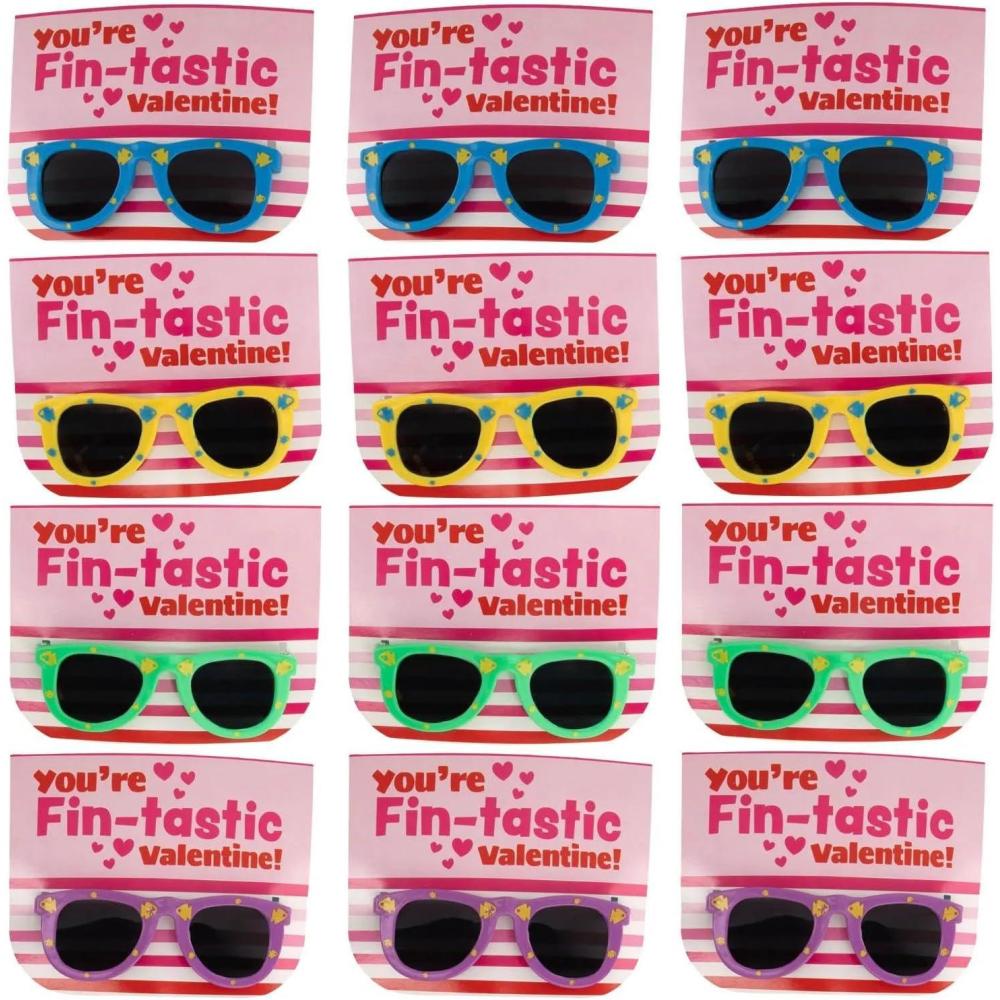 image:imageFun Express 24 Pc 5 Fish Print Sunglasses Valentine Exchanges with Card for 12