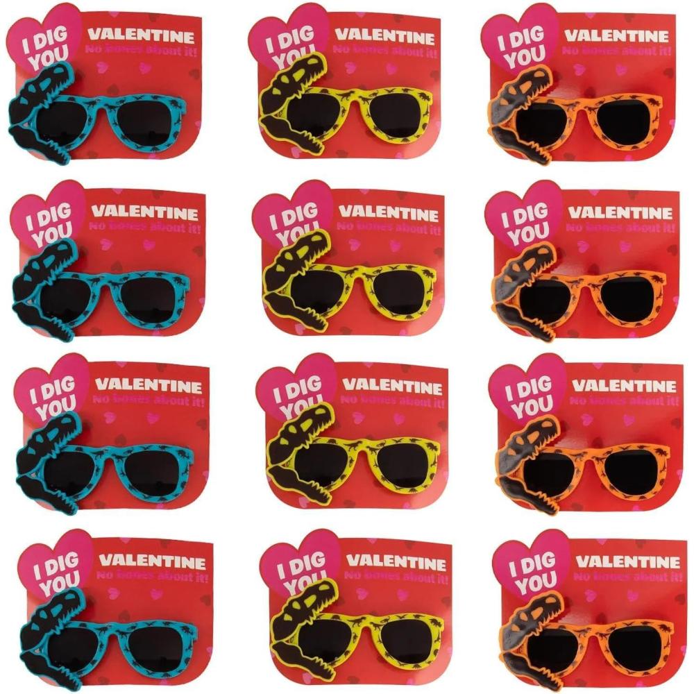 image:imageFun Express 24 Pc 5 x 1 34 Dino Dig Sunglasses Valentine Exchanges with Card for 12