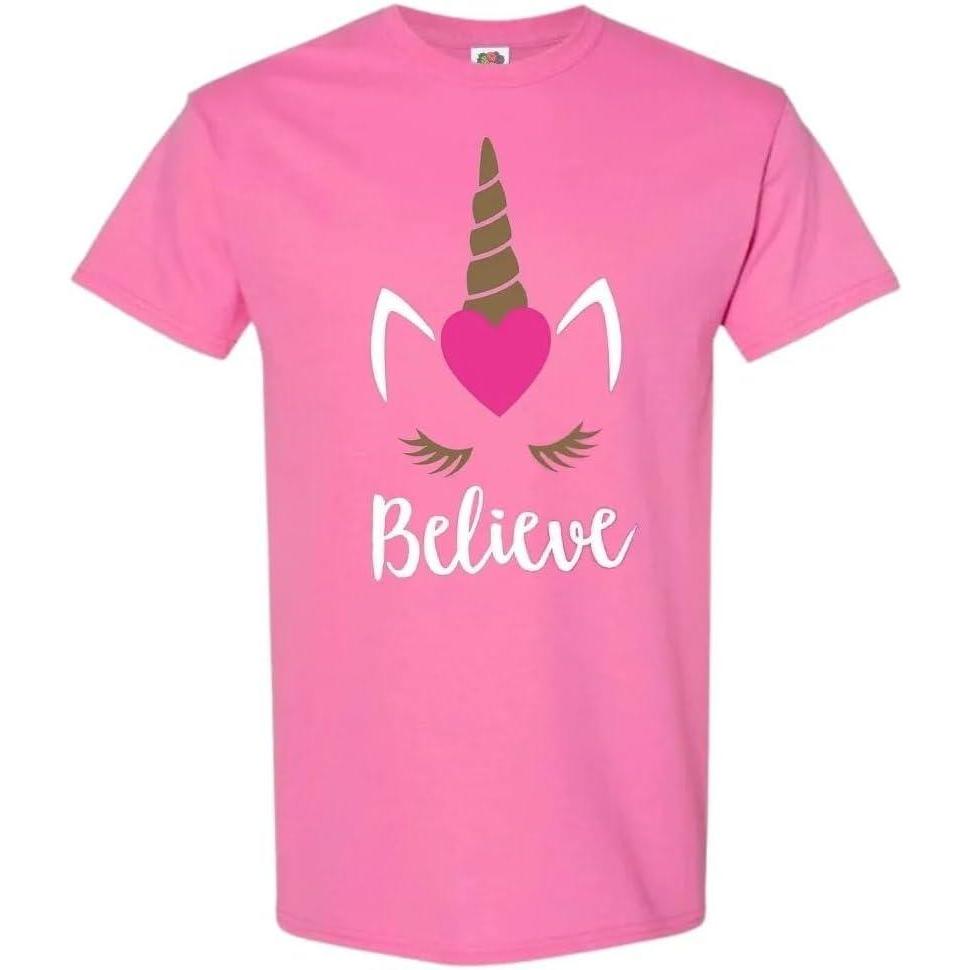 image:imageFun Express Fruit of the Loom Believe Valentines Day Unicorn Youth Pink Cotton Short Sleeve TShirt XSmall 24 Perfect for DressUp amp Everyday ApparelPink