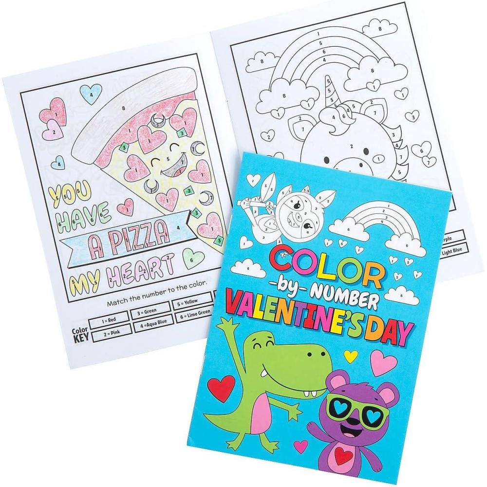 image:imageFun Express Valentines Day Color by Number Activity Books  24 Pieces