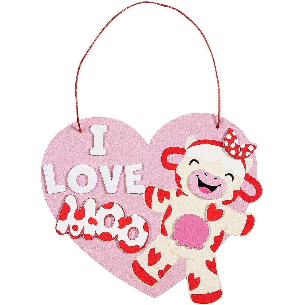 image:imageValentines Day I Love Moo Sign Craft Kit  12 Sets  Fun DIY Craft for Kids Perfect for Creative Valentine Crafting