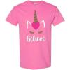 Fun Express Fruit of the Loom ‘Believe’ Valentine’s Day Unicorn Youth Pink Cotton Short Sleeve T-Shirt (X-Small, 2-4) – Perfect for Dress-Up, & Everyday Apparel(Pink)