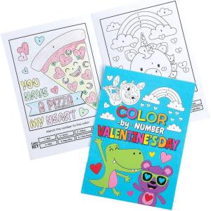 Fun Express Valentine’s Day Color by Number Activity Books – 24 Pieces