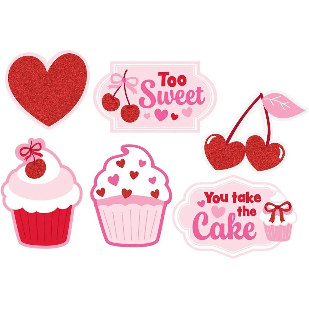 image:image13 12 21 Valentines Day Too Sweet Cardstock Wall Cutouts 6 Pc