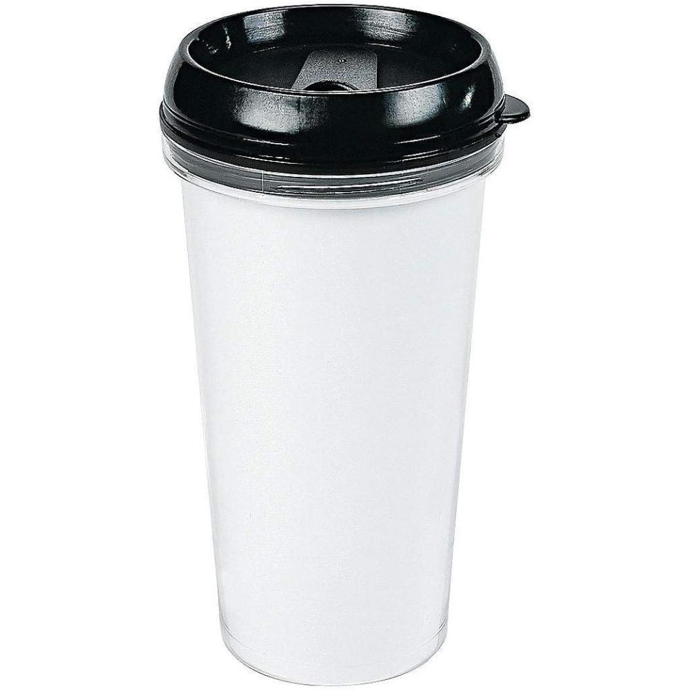 image:imageFun Express Valentines Day Cups for Kids Set of 6 DIY Travel Coffee Mugs 16 oz BPA Free Plastic Valentines Cups with Lids for Classroom Crafts Personalized Gifts Reusable Valentine Cup Clear Black