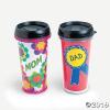 Fun Express Valentines Day Cups for Kids Set of 6 DIY Travel Coffee Mugs 16 oz BPA Free Plastic Valentines Cups with Lids for Classroom Crafts Personalized Gifts Reusable Valentine Cup Clear Black