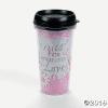 Fun Express Valentines Day Cups for Kids Set of 6 DIY Travel Coffee Mugs 16 oz BPA Free Plastic Valentines Cups with Lids for Classroom Crafts Personalized Gifts Reusable Valentine Cup Clear Black