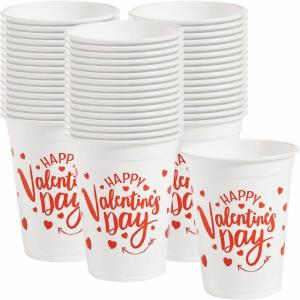 Fun Express Valentine Plastic Cups – Party Supplies – 50 Pieces